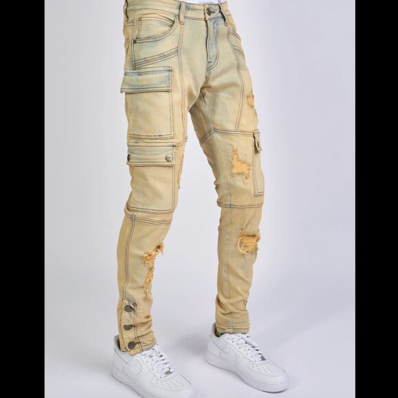 Unworn Politics Cargo Adjustable Stretch Stacked Jeans - Picture 5 of 7